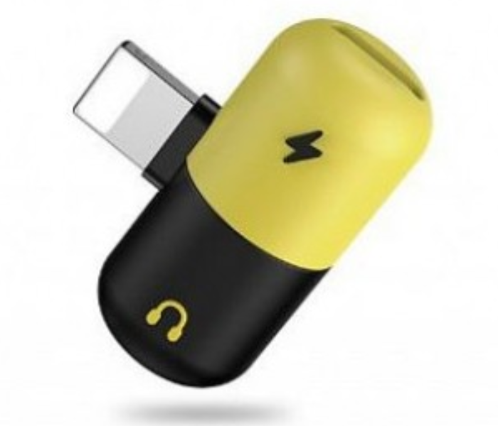 Generics Mini Capsule 3 In 1 Portable Charging Splitter for Lightning Adapter - Black and Yellow 1 in UAE