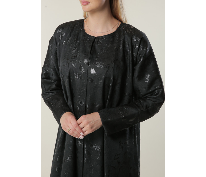 Moistreet Small Black Jaquard Abaya 4 in UAE