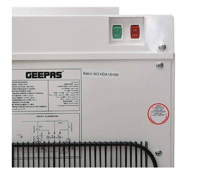 Geepas GWD17018 7Litre Hot Cold Normal Water Dispenser - White 2 in UAE