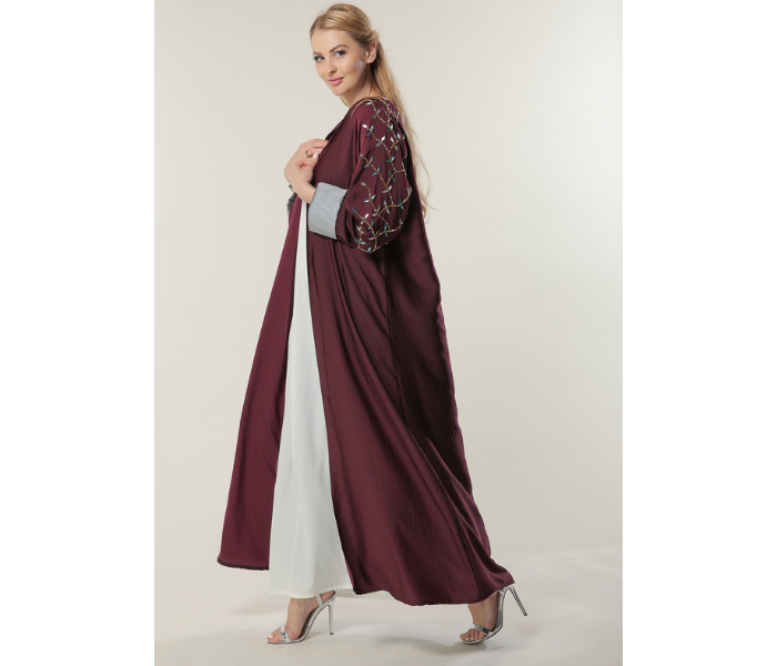 Moisteert Extra Large Maroon Abaya with Handwork 2 in UAE