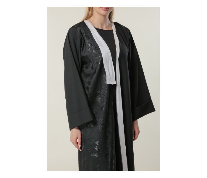 Moistreet Small Black Abaya with Jaquard Panel 3 in UAE