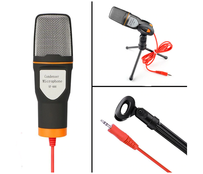 New Condenser Microphone 3.5mm Plug Home Stereo Mic Desktop Tripod Podcast Recording - Black 3 in UAE