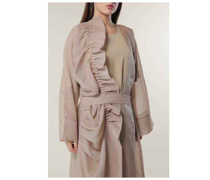 Moistreet Extra Small Organza Abaya Set with Beige Under Abaya 4 in UAE