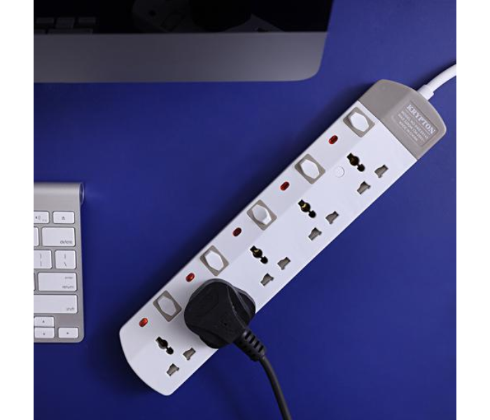 Krypton KNES5145 3Metre 5 Way Extension Socket - White 2 in OMAN