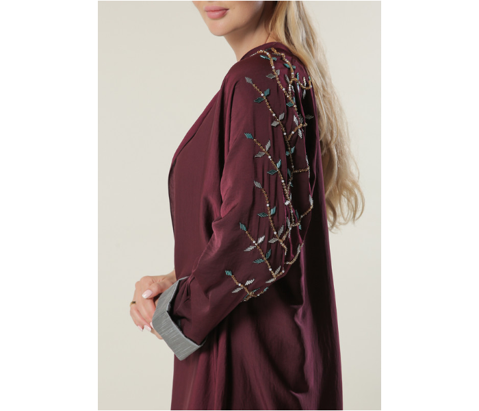 Moisteert Large Maroon Abaya with Handwork 4 in UAE