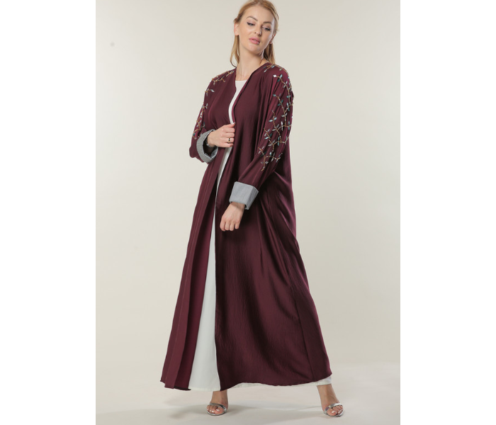 Moisteert Double XL Maroon Abaya with Handwork 1 in UAE