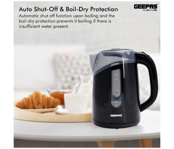 Geepas outlets 1.7L Electric Kettle - Auto Shut-Off & Boil-Dry Sensor