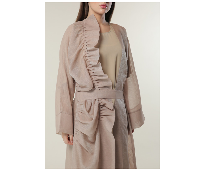 Moistreet Small Organza Abaya Set with Beige Under Abaya 4 in UAE