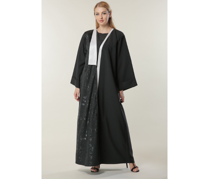 Moistreet Extra Small Black Abaya with Jaquard Panel 4 in UAE