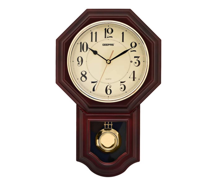 Geepas GWC4810 Pendulum Wall Clock Taiwan Movement - Brown 1 in UAE
