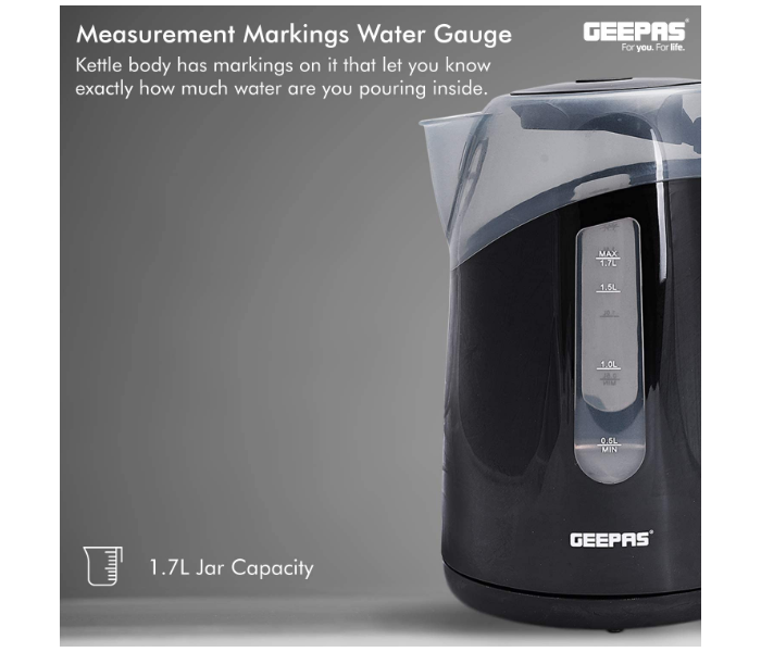 Geepas GK38027 1.7L Plastic Kettle - Black 4 in UAE