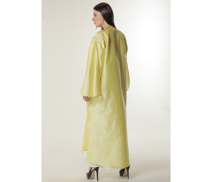 Moistreet Extra Small Yellow Abaya with Embellished Sleeves 3 in UAE