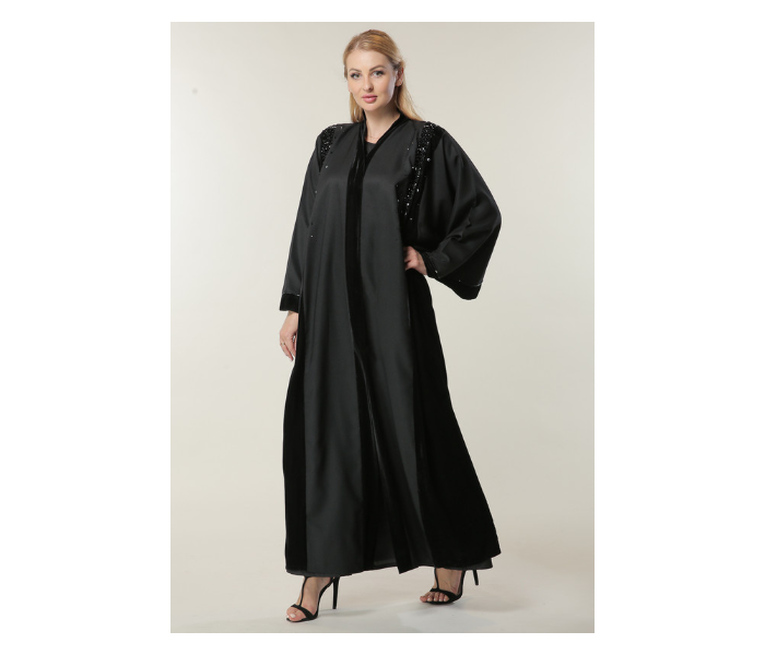 Moistreet Small Black Abaya with Abstract Handwork 1 in UAE