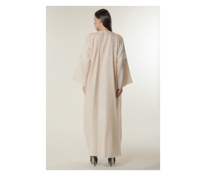 Moistreet LargeHandwork Embellished Peach Organza Abaya with Inner -Cream 3 in UAE