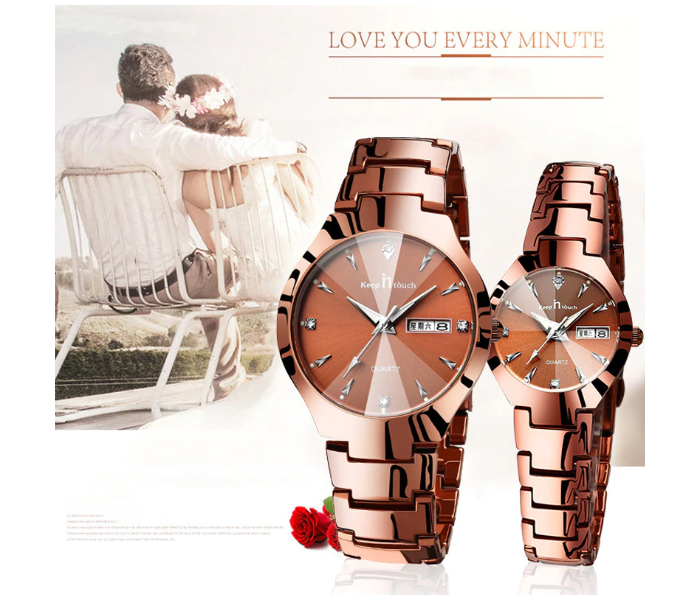 Couple Watch Luxury Gold Waterproof Original Clock Drop -Rose Gold 1 in KSA
