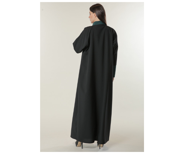 Moistreet Large Black Abaya with Contrast Panels Overlaid with Net Lace 4 in UAE