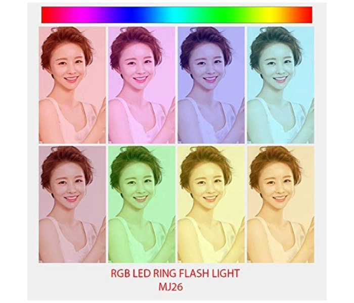TikTok Mj26 10.2inch Dark Edge RGB Flash Ring Light For Camera Smartphone Youtube Video Shooting 2 in UAE