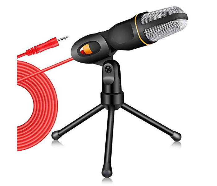 New Condenser Microphone 3.5mm Plug Home Stereo Mic Desktop Tripod Podcast Recording - Black 1 in UAE