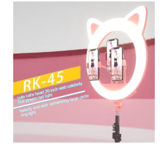 TikTok RK45 20-Inch Ring-Shaped On-Site Fill Light Large Aperture Anchor Beauty HD Lights Cute Cat Ears 2 in UAE