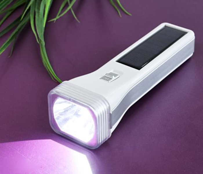 Krypton KNFL5365 Rechargeable LED Flashlight With Solar Panel - White 2 in OMAN