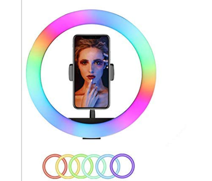 TikTok Mj26 10.2inch Dark Edge RGB Flash Ring Light For Camera Smartphone Youtube Video Shooting 4 in UAE