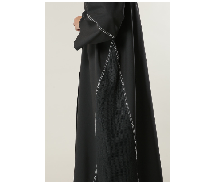 Moistreet Medium Black Abaya with Handwork 4 in UAE