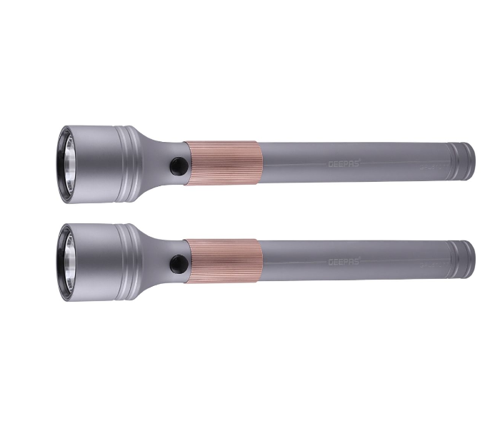 Geepas GFL51077 2 Pieces 3000mAh Rechargeable LED Flashlight - Silver 1 in UAE