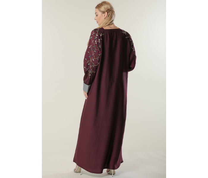 Moisteert Extra Large Maroon Abaya with Handwork 3 in UAE