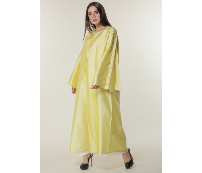 Moistreet Extra LargeYellow Abaya with Embellished Sleeves 1 in UAE