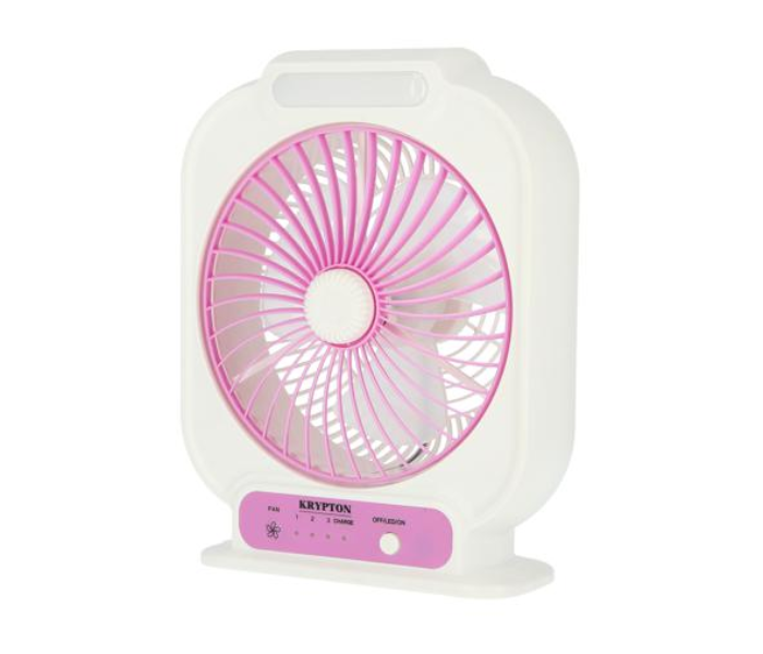 Krypton KNF222 8inch Rechargeable Mini Table Powerful Personal Desk Box Fan - White and Pink 4 in OMAN