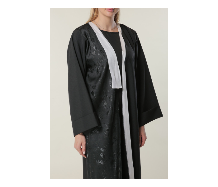 Moistreet Extra Small Black Abaya with Jaquard Panel 3 in UAE