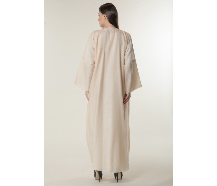 Moistreet Extra Large Handwork Embellished Peach Organza Abaya with Inner -Cream 3 in UAE