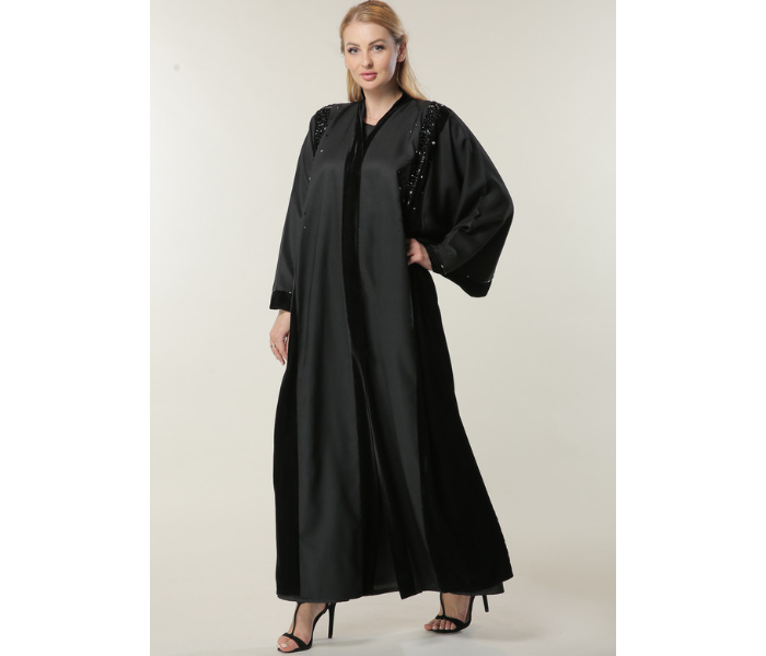 Moistreet Extra Small Black Abaya with Abstract Handwork 1 in UAE