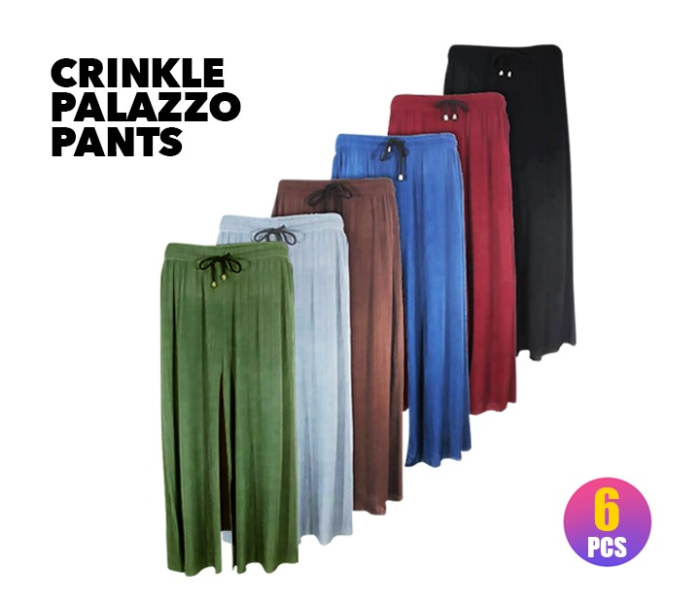 Crinkle 6Pcs Palazzo Pants 1 in UAE