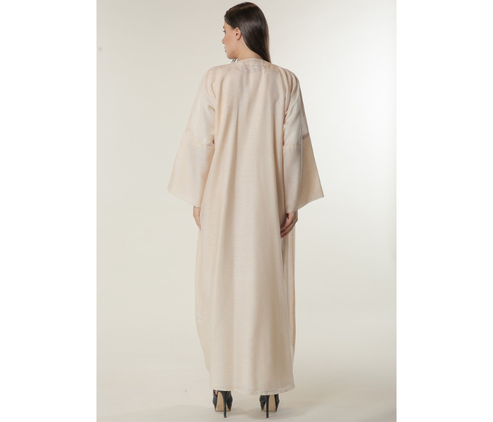 Moistreet Extra Small Handwork Embellished Peach Organza Abaya with Inner -Cream 3 in UAE
