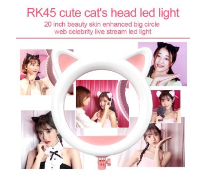 TikTok RK45 20-Inch Ring-Shaped On-Site Fill Light Large Aperture Anchor Beauty HD Lights Cute Cat Ears 3 in UAE