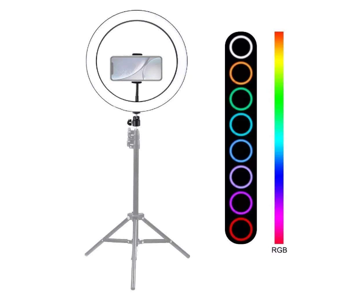TikTok Mj26 10.2inch Dark Edge RGB Flash Ring Light For Camera Smartphone Youtube Video Shooting 3 in UAE