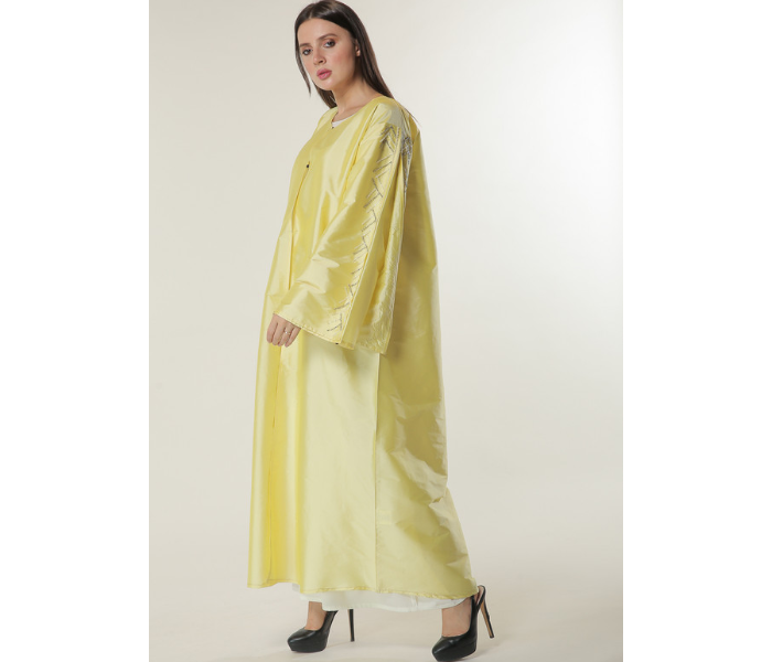 Moistreet Small Yellow Abaya with Embellished Sleeves 2 in UAE