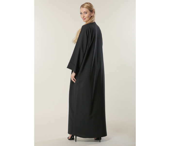 Moistreet Small Black Abaya with Jaquard Panel 2 in UAE
