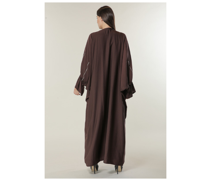 Moistreet Extra Small Brown Abaya with Contrast Threadwork 3 in UAE