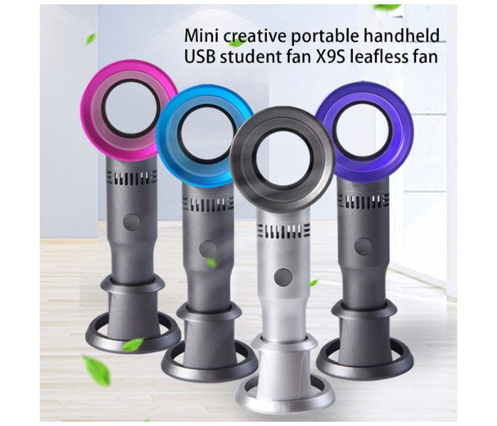 X9S Bladeless Ultr-Quiet Rechargeable Air Cooling Usb Mini Desktop Fan Mobile Stand - white 2 in UAE