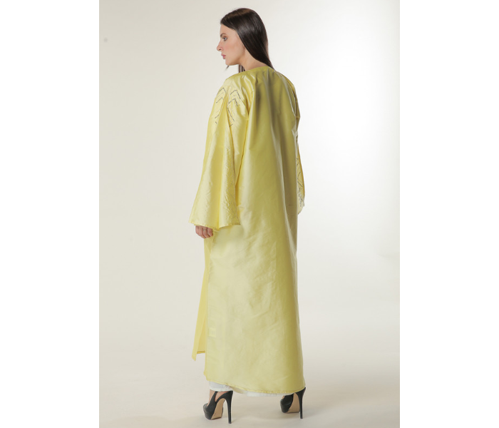 Moistreet Small Yellow Abaya with Embellished Sleeves 3 in UAE
