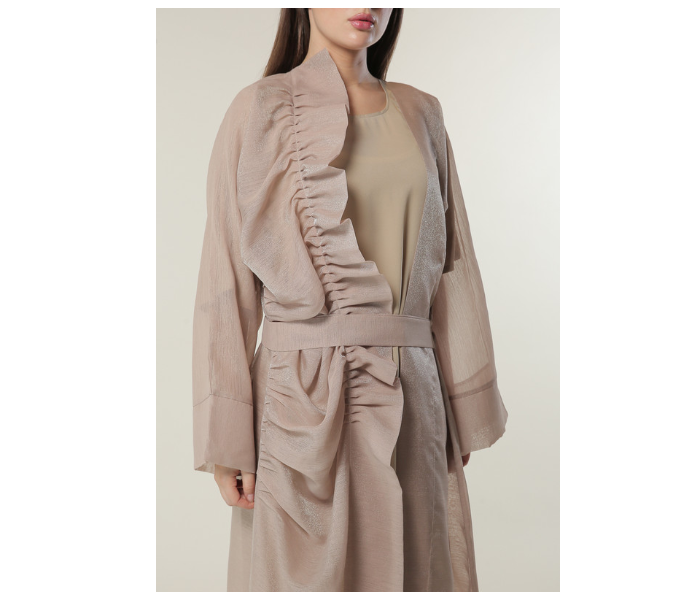 Moistreet Large Organza Abaya Set with Beige Under Abaya 4 in UAE