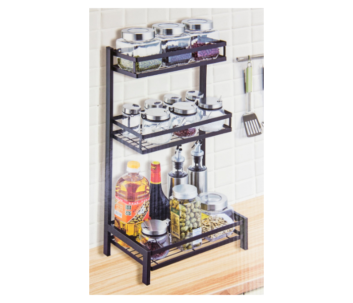 3 Level 32x19.5x60cm Multi-Function Storage Rack - Black 3 in UAE