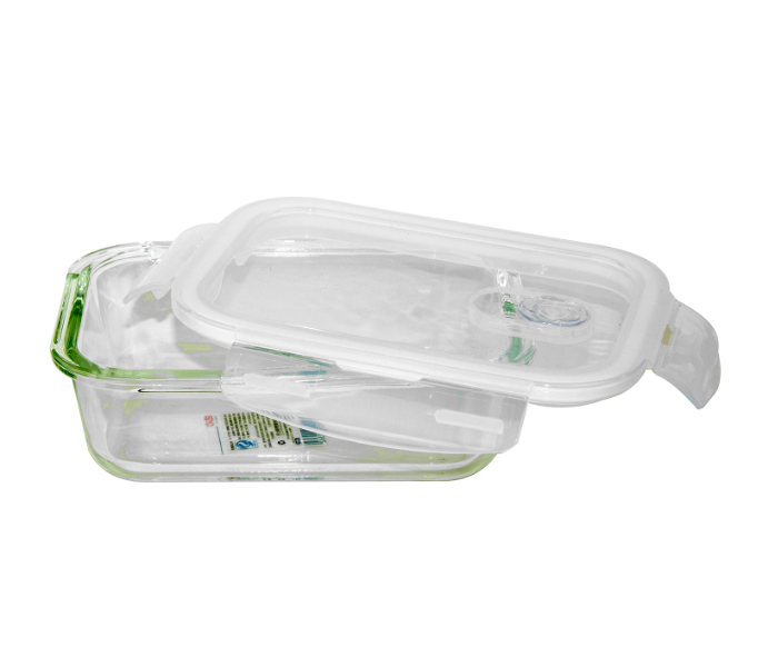 YN136 Microwave Heat Resistant 640ml Square Glass with Cover 1 in UAE