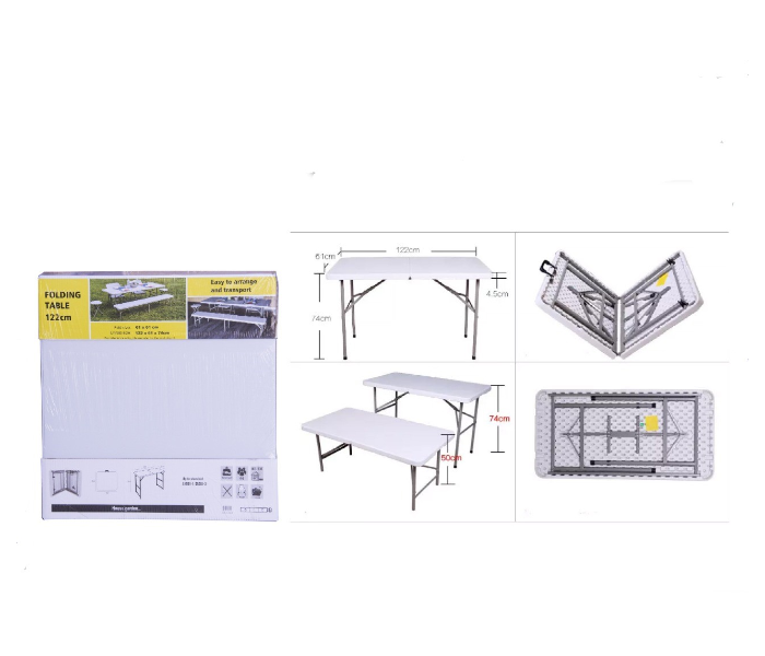 Multifunction 61X61cm Folding Picnic Table - White 1 in OMAN