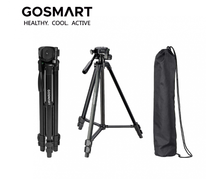 GoSmart GSPF3 Professional Foldable 3 Way Pan Head Camera Tripod - Black 3 in UAE