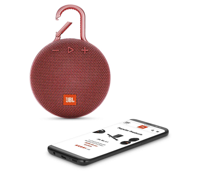 JBL Clip 3 Portable Waterproof Bluetooth Speaker - Red 2 in UAE