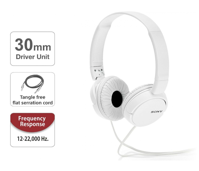 Sony ZX110WH On-Ear Headphones - White 2 in UAE
