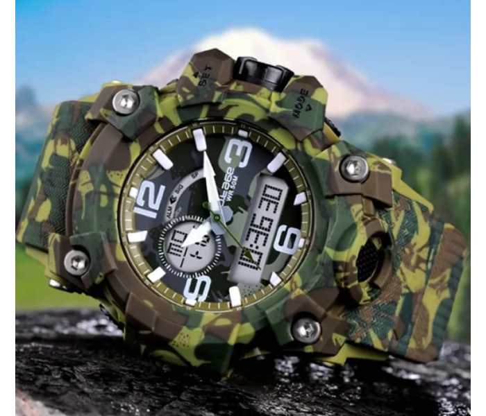 S Shock Casual Sports Watch Waterproof for Men - Army Green 1 in KSA